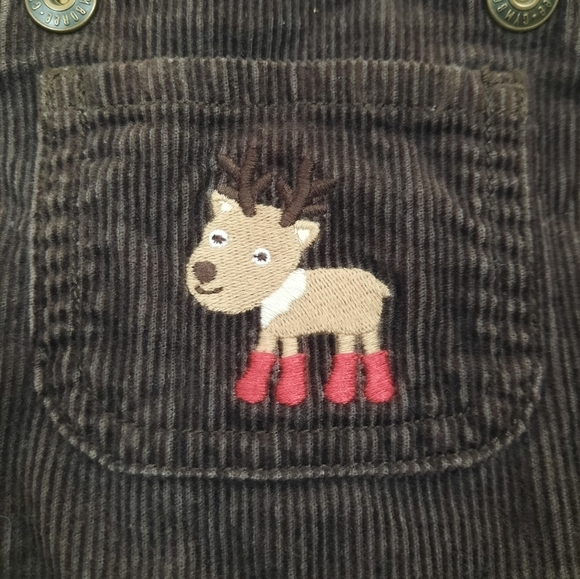 Gymboree Courdory Cargo Overalls Brown Embroidered Deer Size 6-12 Months… - Picture 2 of 9